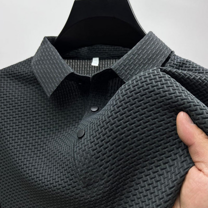 Structured Polo Shirt with Cotton Blend Knit and Flat Collar, Easy Care