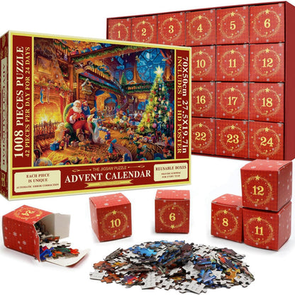 Daily Puzzle Advent Calendar with 1008 Pieces and Reference Poster