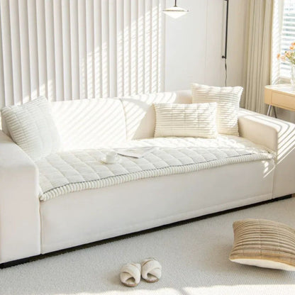 Sofa Slipcover with Grip Backing and Striped Polyester, Machine Washable