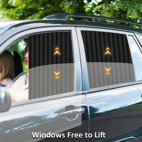 Magnetic Satin Car Window Shades with UV Protection and Sliding Track System