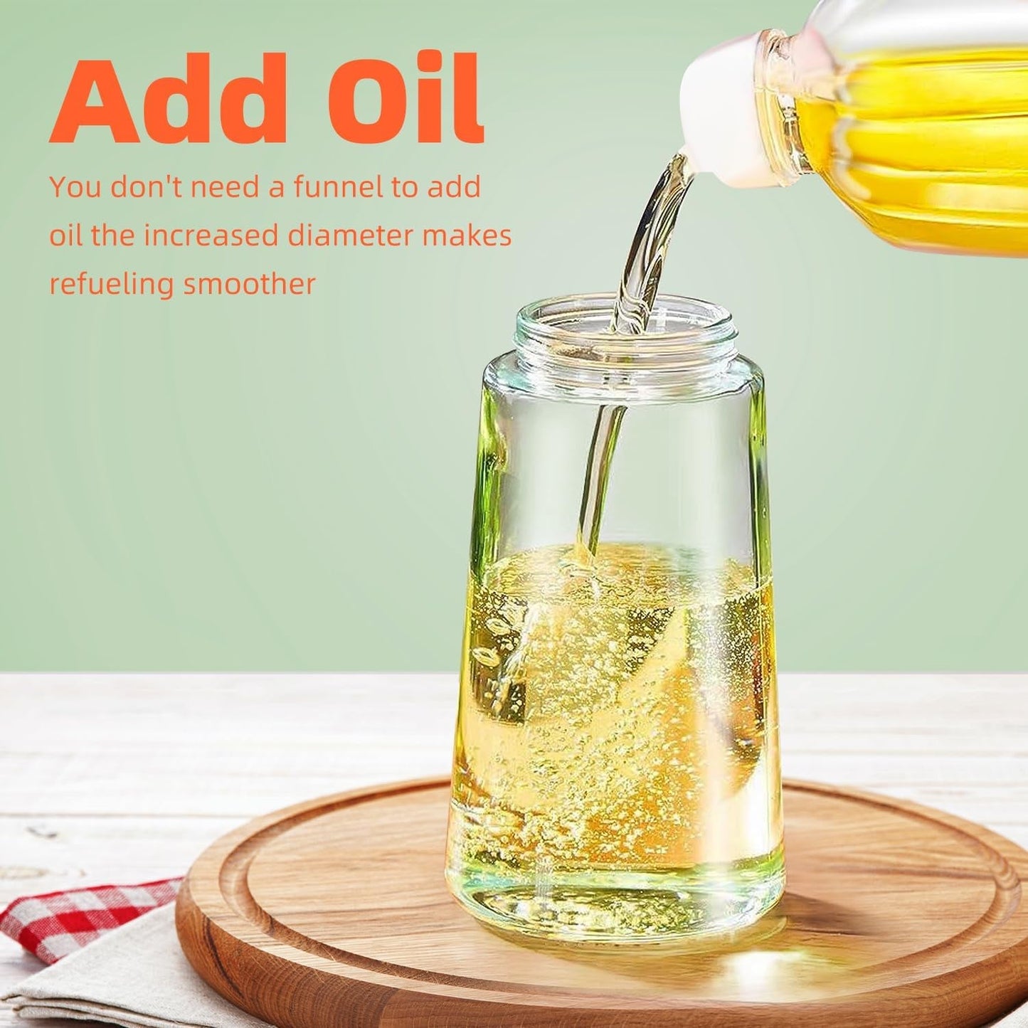 16Oz Oil Dispenser Bottle for Kitchen - 2 in 1 Olive Oil Dispenser and Oil Sprayer - 470Ml Olive Oil Bottle 
