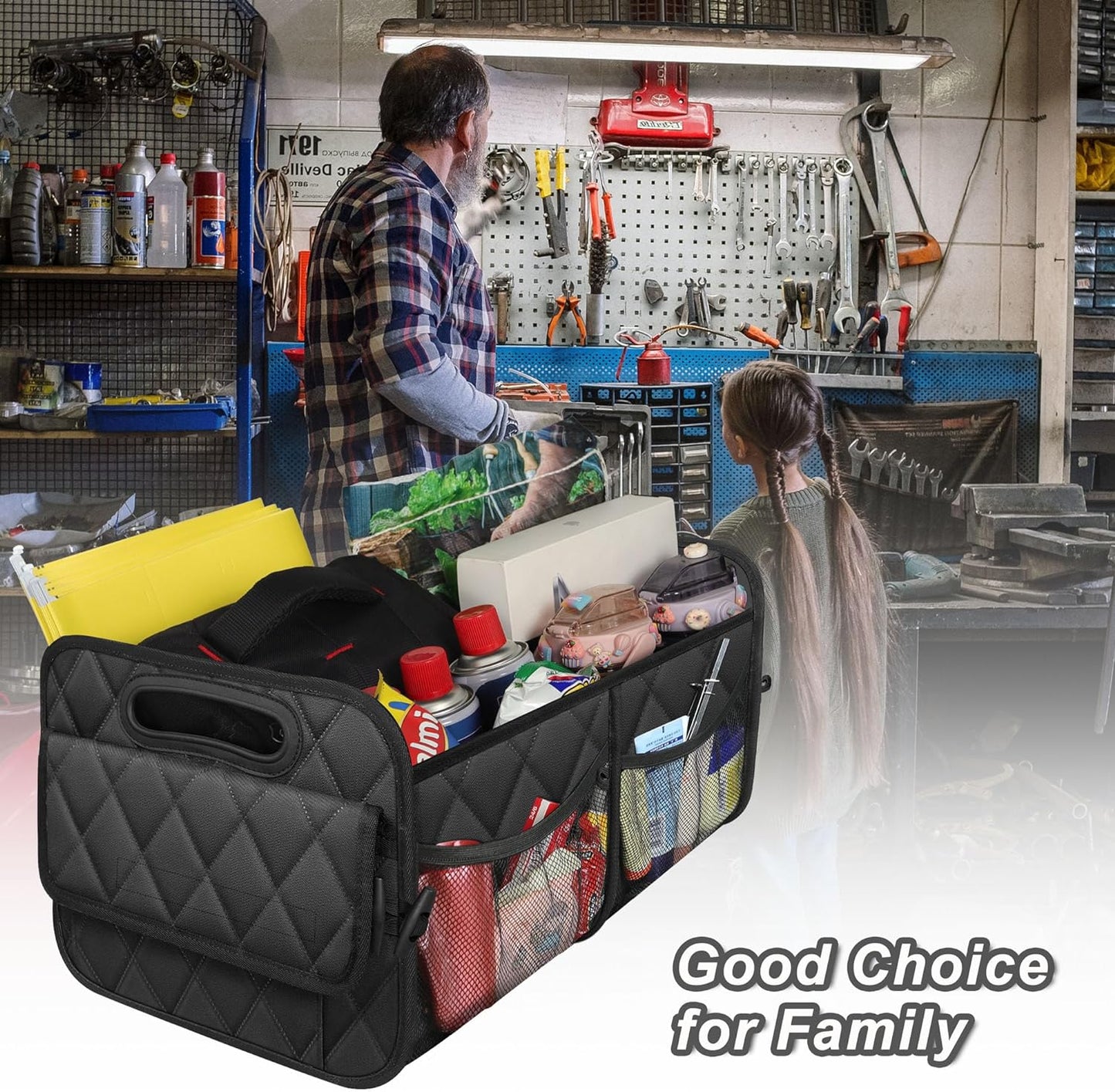 Collapsible Trunk Organizer with Removable Dividers and Mesh Side Pockets