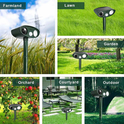 Solar Motion Sensor Repeller with Ultrasonic Pulses and Flashing Light, 4-Pack