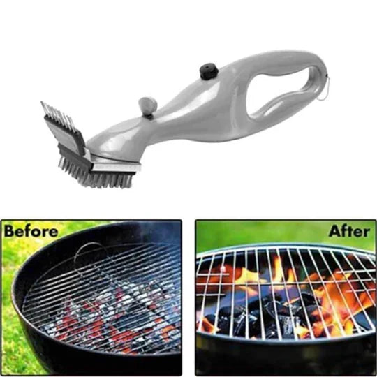 Steam Grill Brush with Replaceable Interlocking Head and Heat-Resistant Handle
