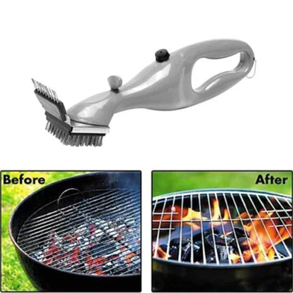 Steam Grill Brush with Replaceable Interlocking Head and Heat-Resistant Handle