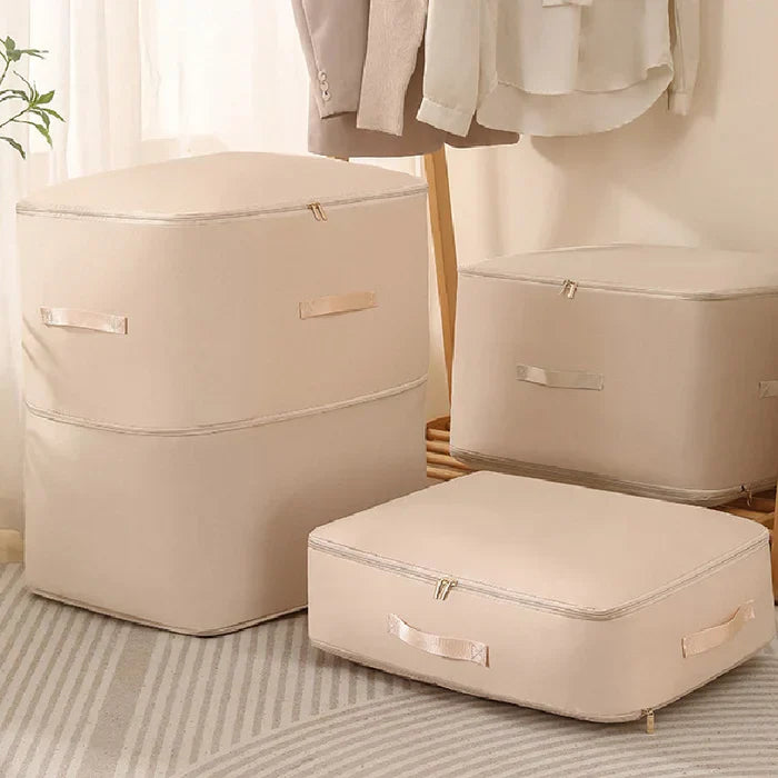 Vacuum-Free Compression Storage Bag with Built-In Zipper Channel and Reinforced Handles