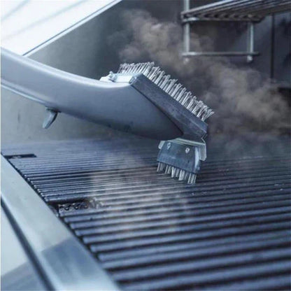 Steam Grill Brush with Replaceable Interlocking Head and Heat-Resistant Handle