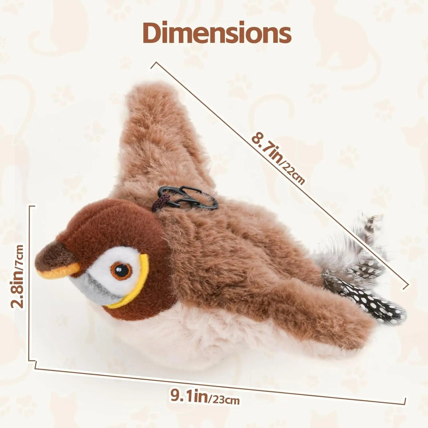 Interactive Cat Toy with Motion-Activated Chirps and Flapping Tail, USB Rechargeable All Vera Mart