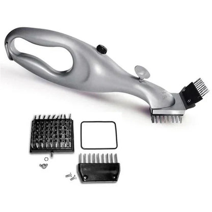 Steam Grill Brush with Replaceable Interlocking Head and Heat-Resistant Handle
