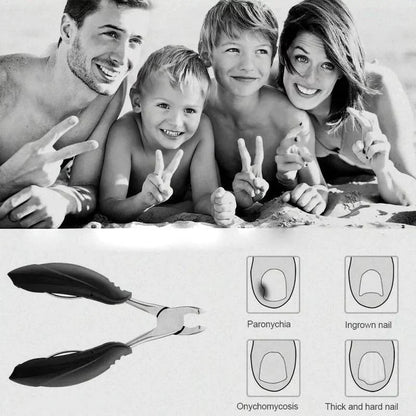 Ergonomic Toenail Clipper with Extended Lever and Curved Blade for Thick Nails