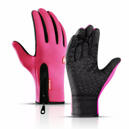 Thermal Touchscreen Gloves with Silicone Grip Palms and Wind-Resistant Shell