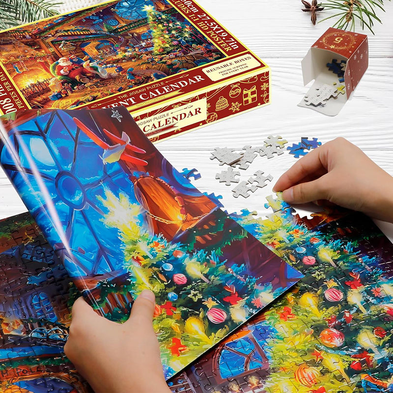 Daily Puzzle Advent Calendar with 1008 Pieces and Reference Poster