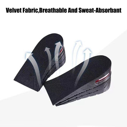 Adjustable Shoe Lift Insoles with Air Circulation and Shock Absorbing Base, Sizes 4.5-9US