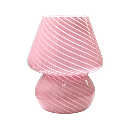 Glass Mushroom Table Lamp with Stepless Dimming and Swirled Pattern