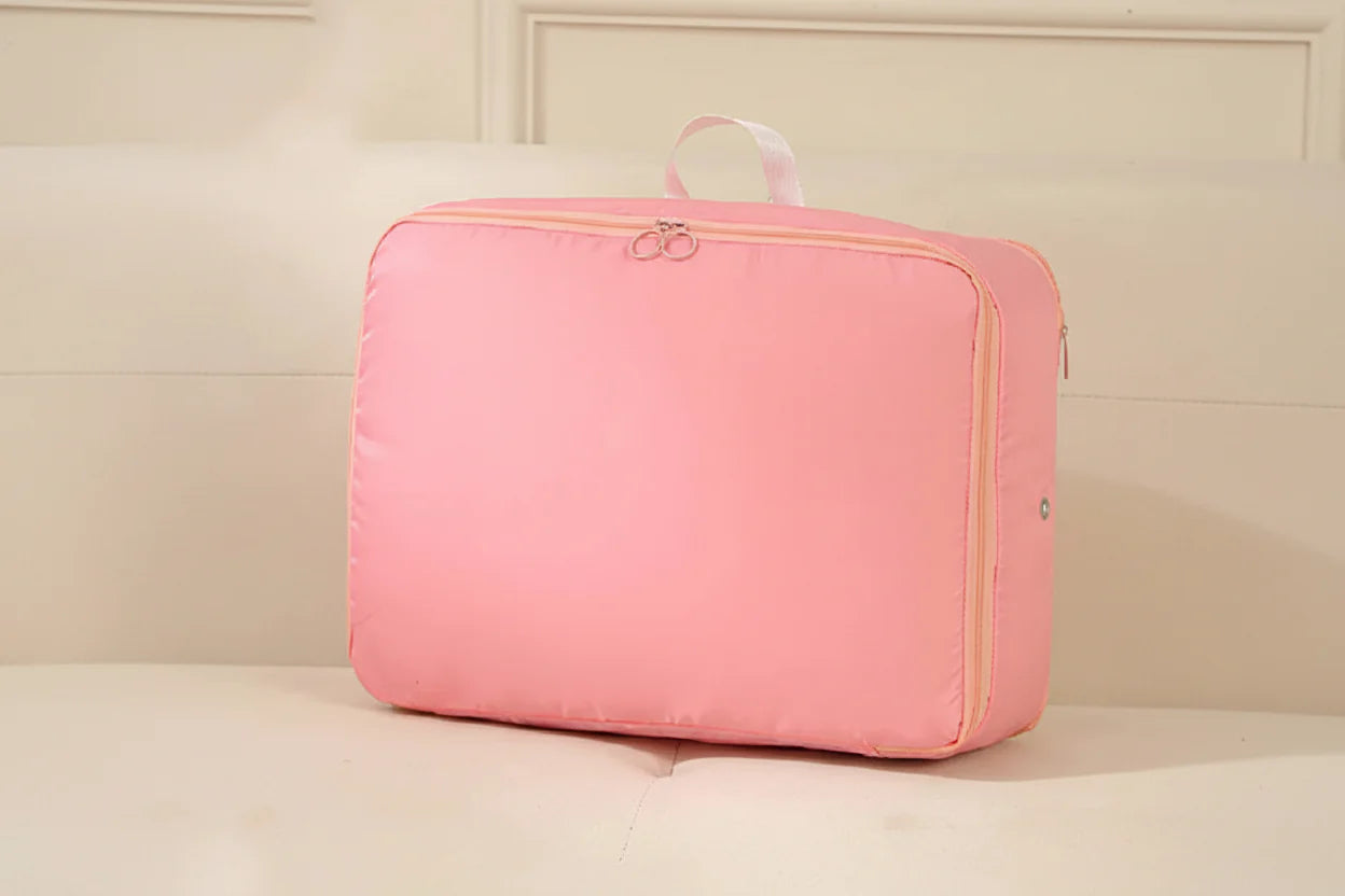 Vacuum-Free Compression Storage Bag with Built-In Zipper Channel and Reinforced Handles