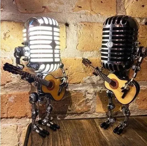 Retro Microphone Lamp with Articulated Joints and Robot Accent, LED Compatible All Vera Mart
