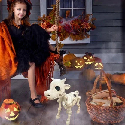 Skeleton Animal Resin Decorations with Carved Bone Details for Halloween