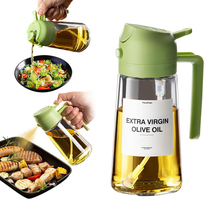 16Oz Oil Dispenser Bottle for Kitchen - 2 in 1 Olive Oil Dispenser and Oil Sprayer - 470Ml Olive Oil Bottle 