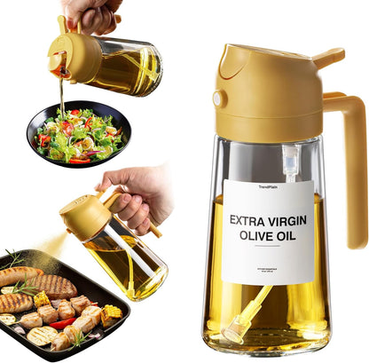 16Oz Oil Dispenser Bottle for Kitchen - 2 in 1 Olive Oil Dispenser and Oil Sprayer - 470Ml Olive Oil Bottle 