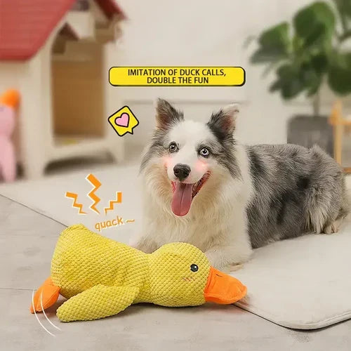 Plush Quacking Duck Dog Toy with Reinforced Seams and Low-Frequency Sound, Machine Washable
