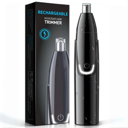 Rechargeable Nose and Ear Hair Trimmer with Spinning Blades and Water Resistant Design
