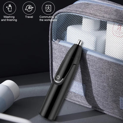 Rechargeable Nose and Ear Hair Trimmer with Spinning Blades and Water Resistant Design