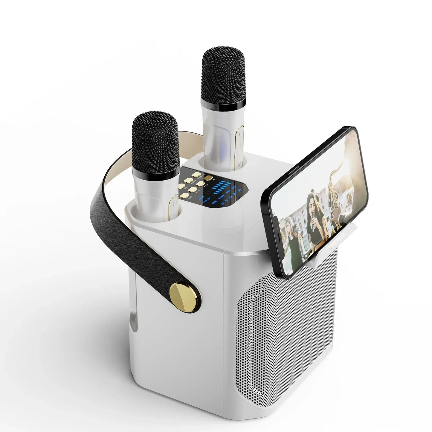 Karaoke Speaker with Dual Microphone Inputs and Built-In Subwoofer, 8 Hour Battery