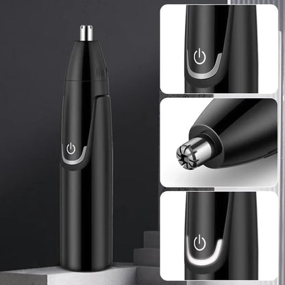 Rechargeable Nose and Ear Hair Trimmer with Spinning Blades and Water Resistant Design