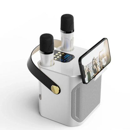 Karaoke Speaker with Dual Microphone Inputs and Built-In Subwoofer, 8 Hour Battery