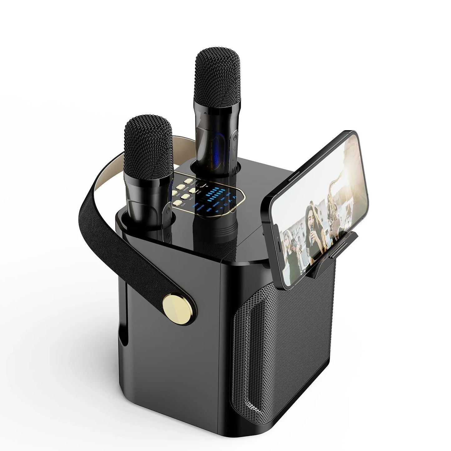 Karaoke Speaker with Dual Microphone Inputs and Built-In Subwoofer, 8 Hour Battery