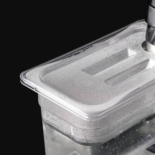 Clear Sous Vide Container with Measurement Markings and Fitted Lid