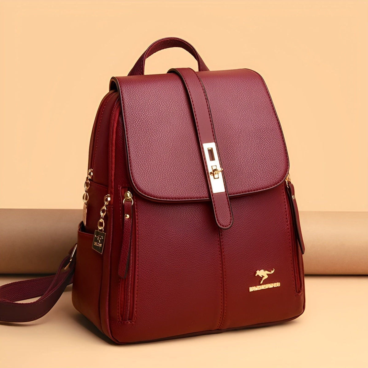 Luxury women's PU leather backpack, a stylish and high-quality rucksack for modern professional women.