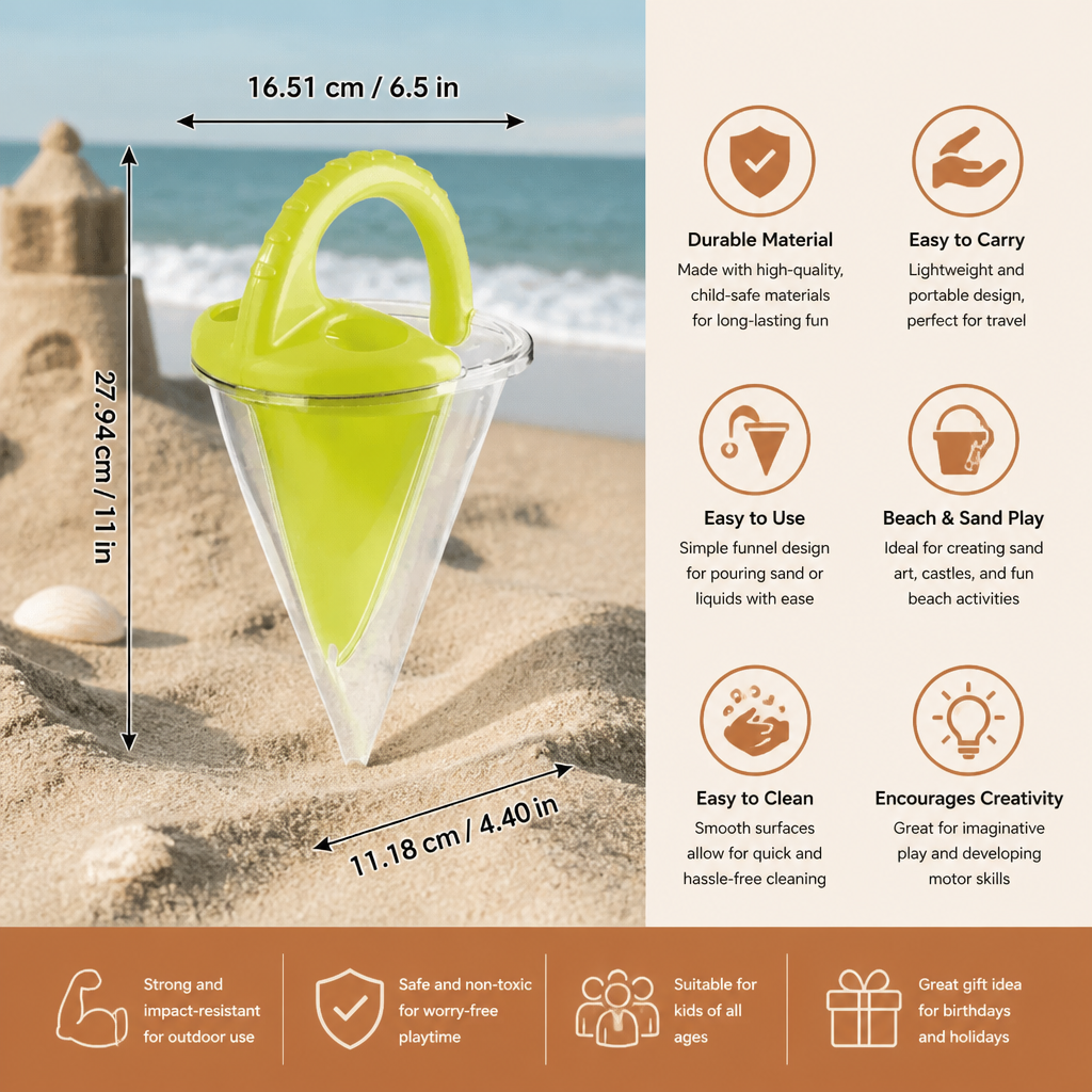 Sand Funnel Toy with Pattern Drawing Design for Kids Beach Play
