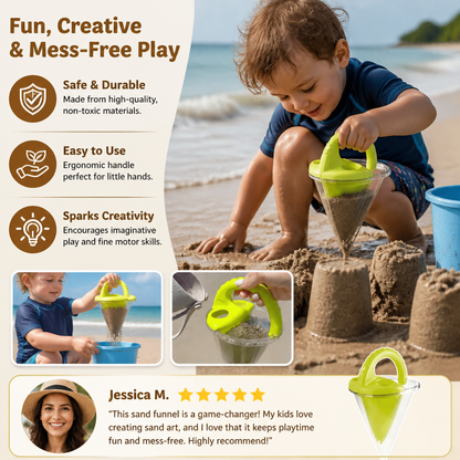 Sand Funnel Toy with Pattern Drawing Design for Kids Beach Play