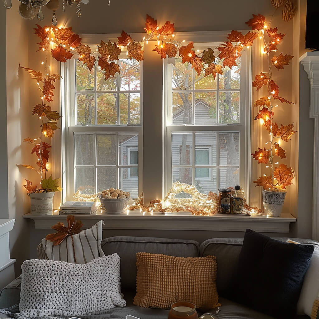 Fairy Light Garland with Ornament Accents in Five Styles, 4.9 Feet Long with Golden Lights for Indoor Decor