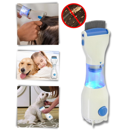 Battery Powered Lice Comb with Rounded Teeth and Removable Filter