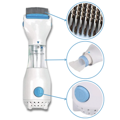 Battery Powered Lice Comb with Rounded Teeth and Removable Filter