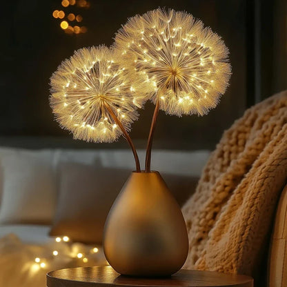 Pair of Glowing Dandelion Branch Lights for Vases, Shelves and Indoor Decor