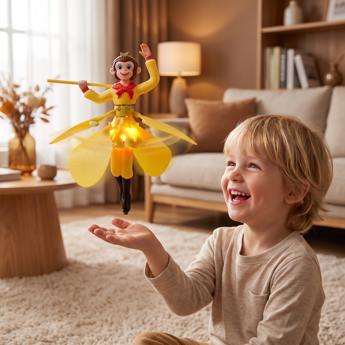 Hand Gesture Controlled Flying Monkey with Motion Sensor and LED Lights