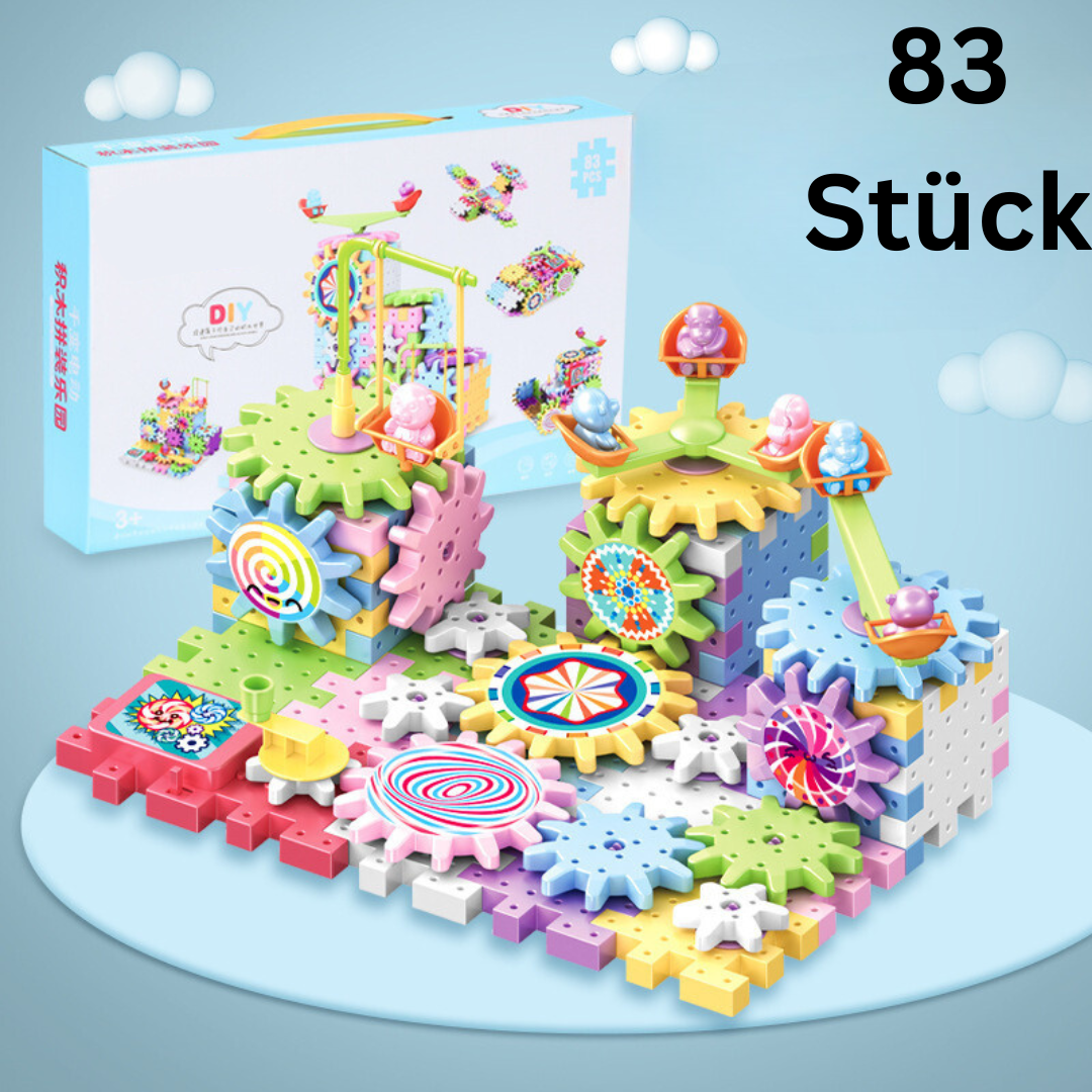Gear Building Set with Rotating Mechanism and 203 Interlocking Pieces