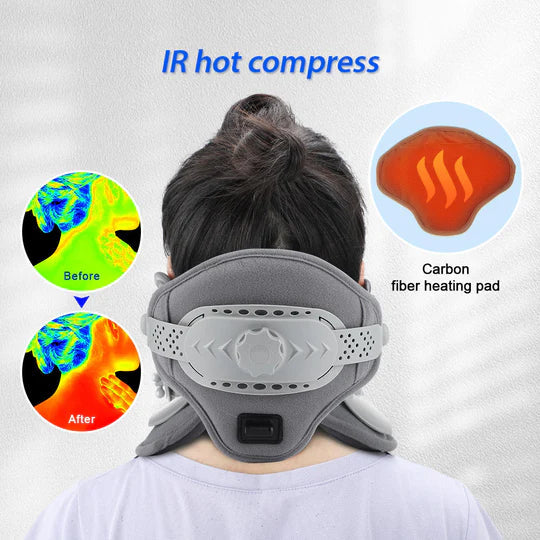 Adjustable Neck Traction Device with Heat Settings and Five Height Positions