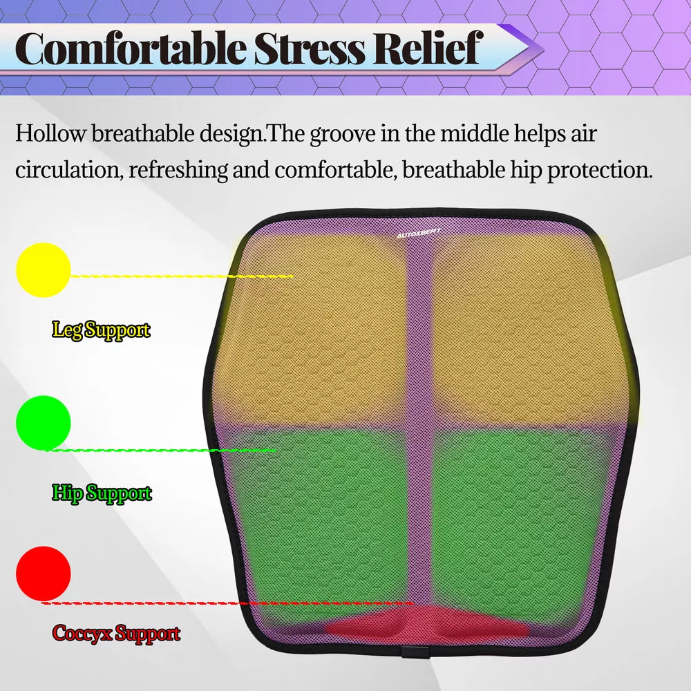 Gel Memory Foam Seat Cushion with Honeycomb Airflow and Ergonomic Support for Cars and Office Chairs