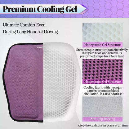 Gel Memory Foam Seat Cushion with Honeycomb Airflow and Ergonomic Support for Cars and Office Chairs