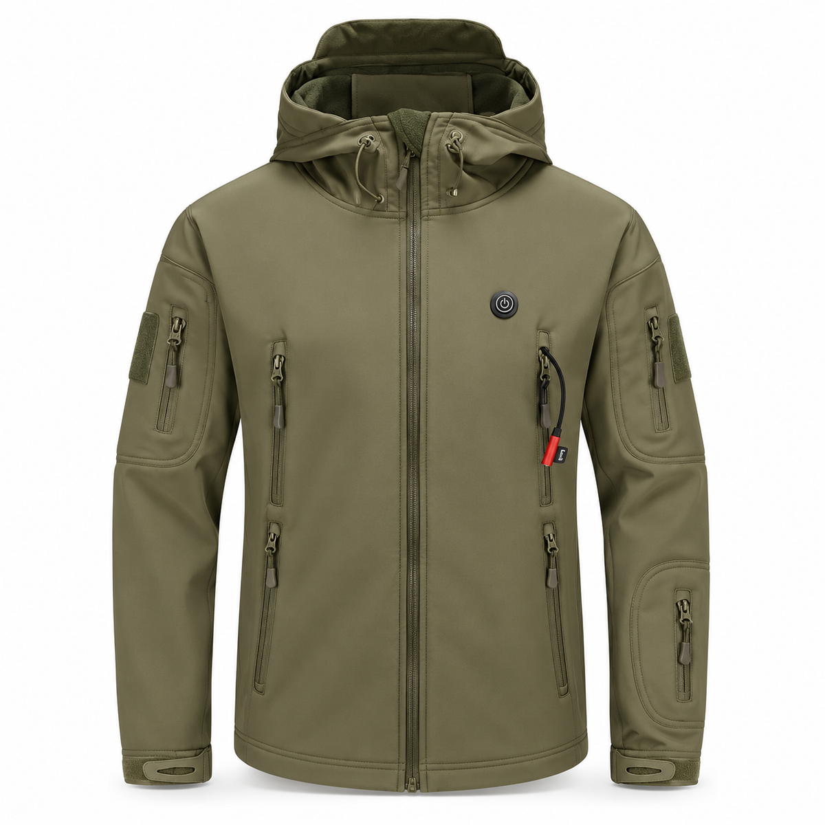 Heated Outdoor Jacket with 7 Zones and Camouflage Pattern, Power Bank Compatible