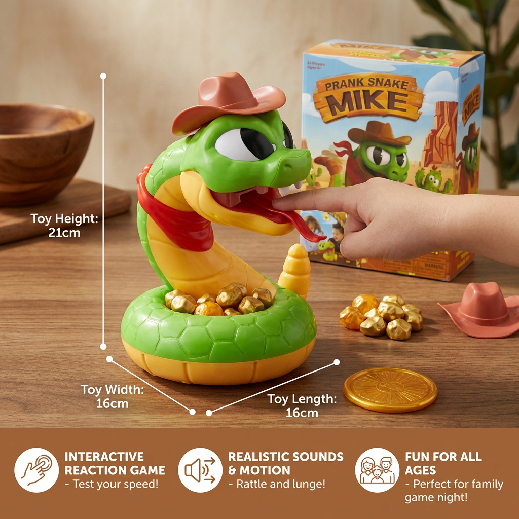 Reflex Testing Snake Toy with Pop Up Strike Action for 2-4 Players