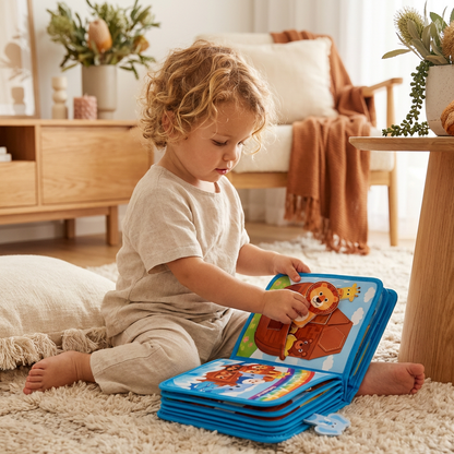 Interactive Fabric Storybook with Tactile Textures and Movable Pieces for Fine Motor Development