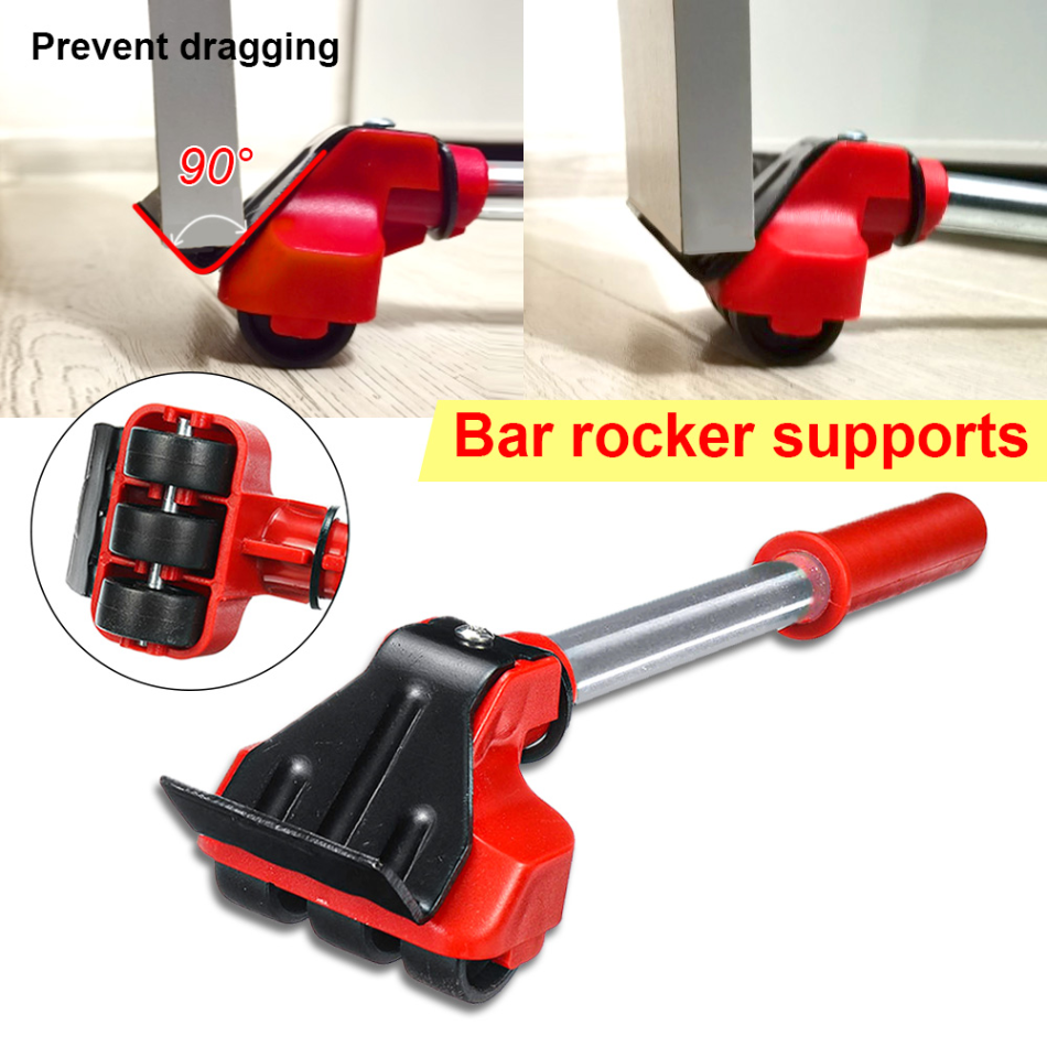 Furniture Lifter with 360-Degree Rotating Pads and Leverage Handle