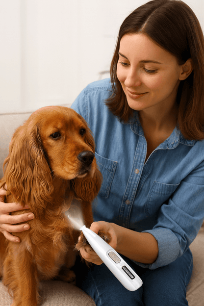 Rechargeable Pet Trimmer with LED Light and Ceramic Blades, 35dB Quiet Motor