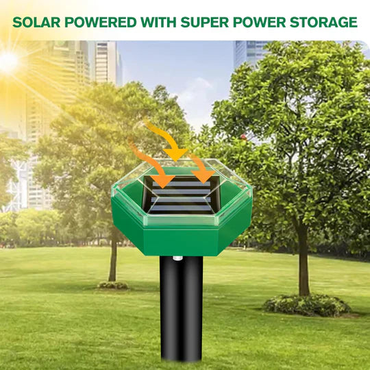 Ultrasonic Ground Spike Repeller with Solar Power and Vibration Technology, 4 Pack