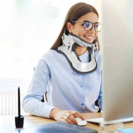 Adjustable Neck Traction Device with Heat Settings and Five Height Positions